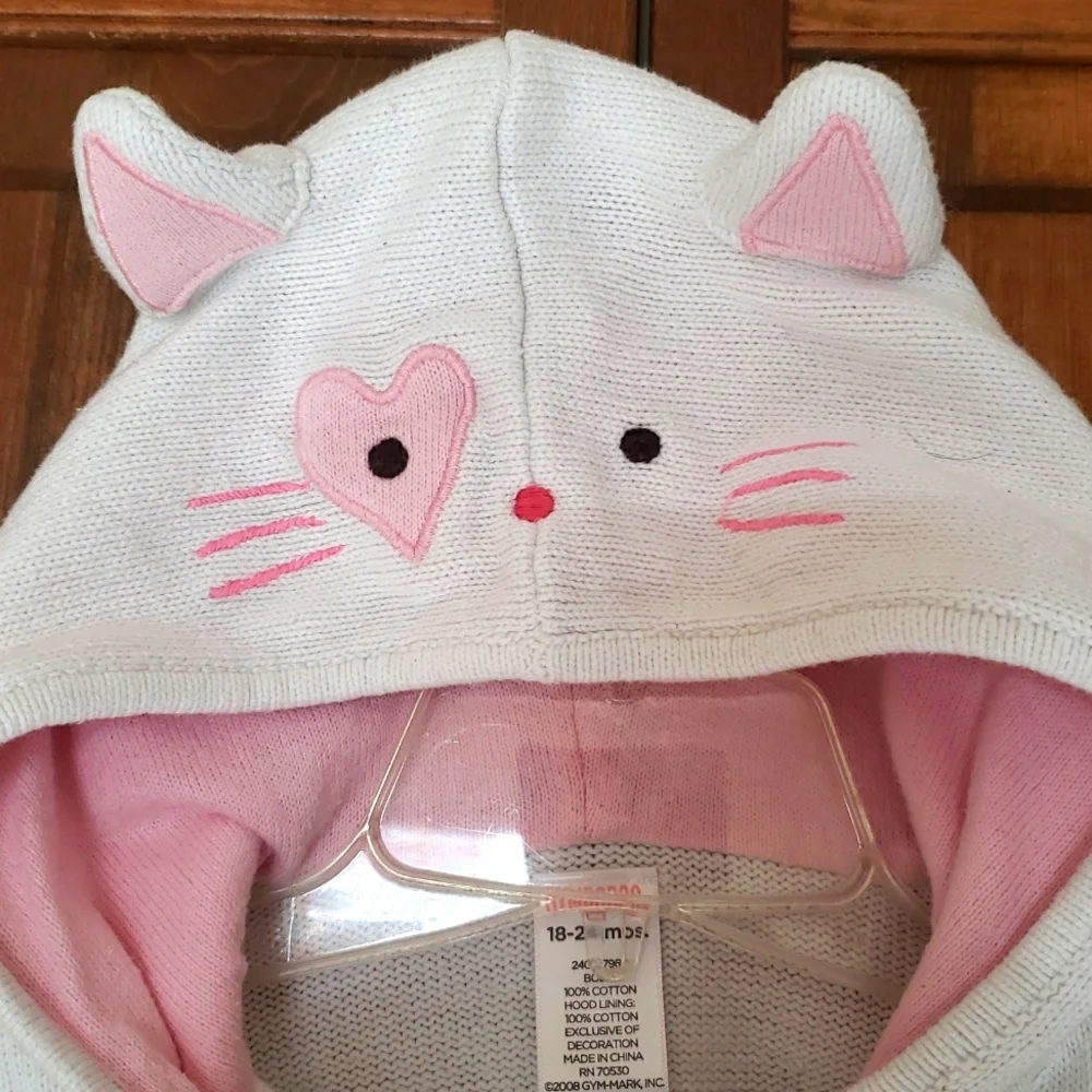 Gymboree 2008 Baby Girl Kitty Cat Sweater Sz 18-24M